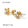 Wholesale C Shaped Butterfly Zircon Irregular Pearl Earrings With Crown Bow U Shaped Geometric Pattern 18K Gold Plated Stainless Steel Stud Earrings For Women