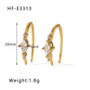 Wholesale C Shaped Butterfly Zircon Irregular Pearl Earrings With Crown Bow U Shaped Geometric Pattern 18K Gold Plated Stainless Steel Stud Earrings For Women