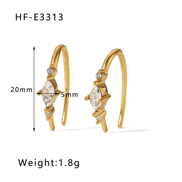 Wholesale C Shaped Butterfly Zircon Irregular Pearl Earrings With Crown Bow U Shaped Geometric Pattern 18K Gold Plated Stainless Steel Stud Earrings For Women