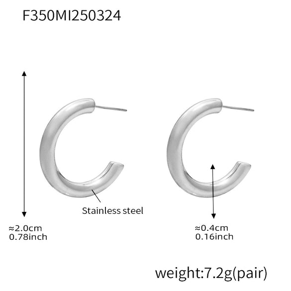 Wholesale C Shaped Geometric U Shaped Light Luxury Style Stainless Steel Pvd Plated Earrings Set For Women