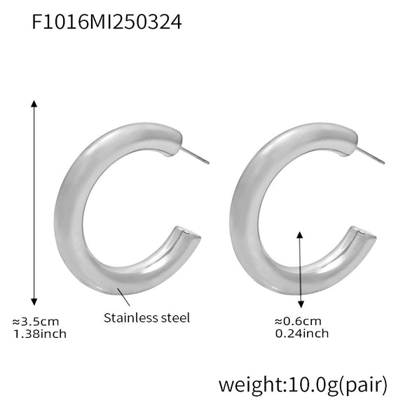 Wholesale C Shaped Geometric U Shaped Light Luxury Style Stainless Steel Pvd Plated Earrings Set For Women