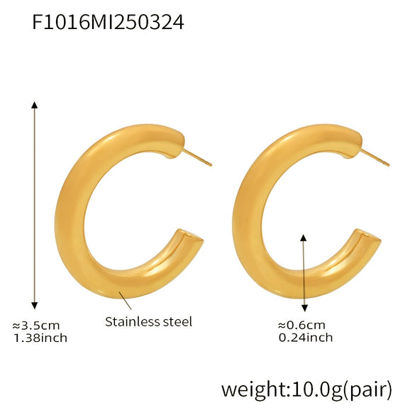 Wholesale C Shaped Geometric U Shaped Light Luxury Style Stainless Steel Pvd Plated Earrings Set For Women