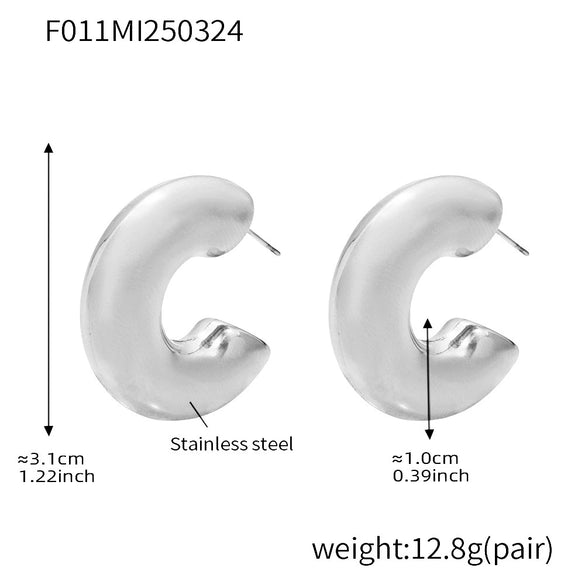 Wholesale C Shaped Geometric U Shaped Light Luxury Style Stainless Steel Pvd Plated Earrings Set For Women