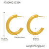 Wholesale C Shaped Geometric U Shaped Light Luxury Style Stainless Steel Pvd Plated Earrings Set For Women