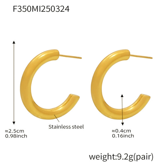 Wholesale C Shaped Geometric U Shaped Light Luxury Style Stainless Steel Pvd Plated Earrings Set For Women