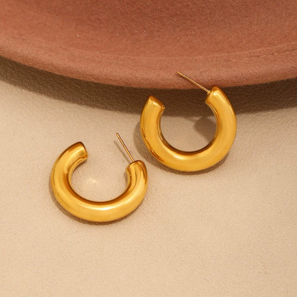 Wholesale C Shaped Geometric U Shaped Light Luxury Style Stainless Steel Pvd Plated Earrings Set For Women