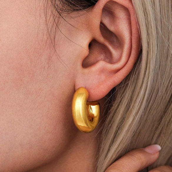 Wholesale C Shaped Geometric U Shaped Light Luxury Style Stainless Steel Pvd Plated Earrings Set For Women