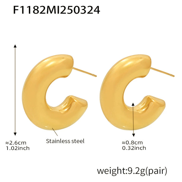 Wholesale C Shaped Geometric U Shaped Light Luxury Style Stainless Steel Pvd Plated Earrings Set For Women