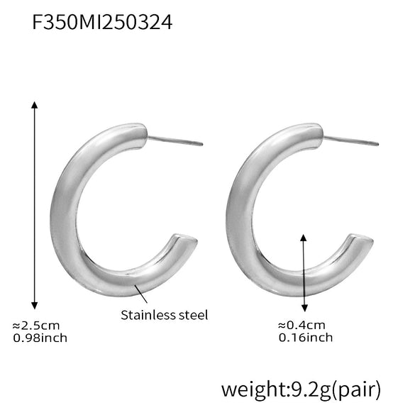Wholesale C Shaped Geometric U Shaped Light Luxury Style Stainless Steel Pvd Plated Earrings Set For Women