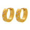 Wholesale C Shaped Geometric Zircon Earrings Stainless Steel Pvd Plated Light Luxury