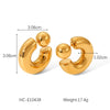 Wholesale C Shaped Stainless Steel Hollow Earrings For Women With Geometric Design And Electroplating