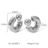 Wholesale C Shaped Stainless Steel Hollow Earrings For Women With Geometric Design And Electroplating