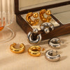 Wholesale C Shaped Stainless Steel Hollow Earrings For Women With Geometric Design And Electroplating