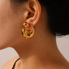 Wholesale C Shaped Stainless Steel Hollow Earrings For Women With Geometric Design And Electroplating