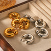 Wholesale C Shaped Stainless Steel Hollow Earrings For Women With Geometric Design And Electroplating