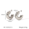 Wholesale C Shaped Stainless Steel Hollow Earrings For Women With Geometric Design And Electroplating
