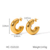 Wholesale C Shaped Stainless Steel Hollow Earrings For Women With Geometric Design And Electroplating
