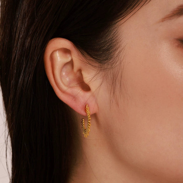 Wholesale C Shaped Sun Radiant 316L Stainless Steel Pvd Electroplated Gold Earrings For Women With Geometric Style