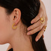 Wholesale C Shaped Sun Radiant 316L Stainless Steel Pvd Electroplated Gold Earrings For Women With Geometric Style