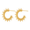 Wholesale C Shaped Sun Radiant 316L Stainless Steel Pvd Electroplated Gold Earrings For Women With Geometric Style