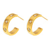 Wholesale C Shaped Zircon Earrings In Simple Cold Style 18K Gold Plated Titanium Steel Jewelry For Women With Geometric Styling And Electroplating Treatment
