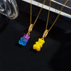Wholesale Candy Bear Necklace Mixed Gem Inlay Copper Electroplated Sweet Animal Zodiac Style Unisex Cross Chain Accessory