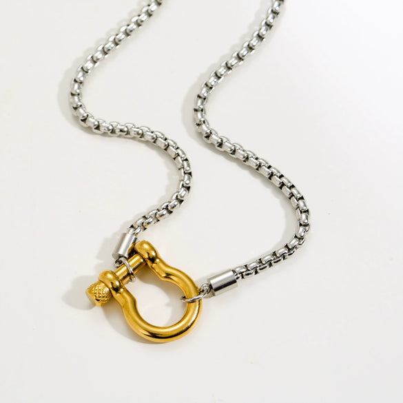 Wholesale Carabiner Necklace Stainless Steel Titanium Steel Geometric Style Electroplating For Men And Women