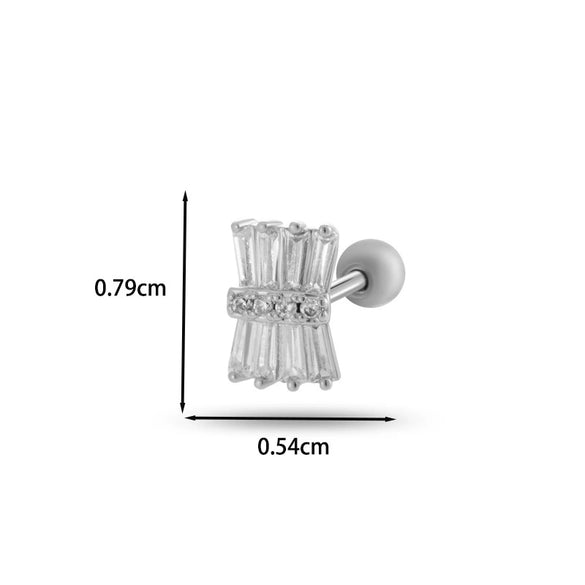 Wholesale Cartilage Puncture Ear Bone Nail Fashion Allmatch Copper Zirconium Bow Stainless Steel Rod For Women