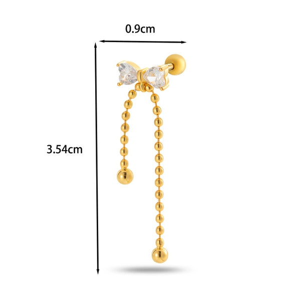 Wholesale Cartilage Puncture Ear Bone Nail Fashion Allmatch Copper Zirconium Bow Stainless Steel Rod For Women