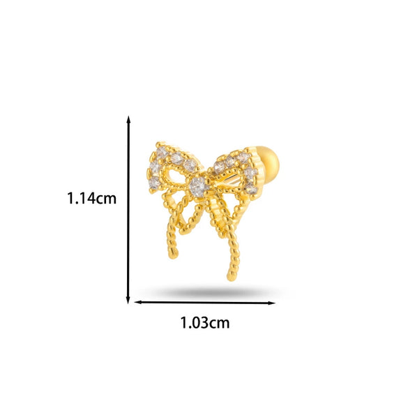 Wholesale Cartilage Puncture Ear Bone Nail Fashion Allmatch Copper Zirconium Bow Stainless Steel Rod For Women