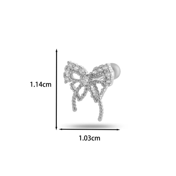 Wholesale Cartilage Puncture Ear Bone Nail Fashion Allmatch Copper Zirconium Bow Stainless Steel Rod For Women