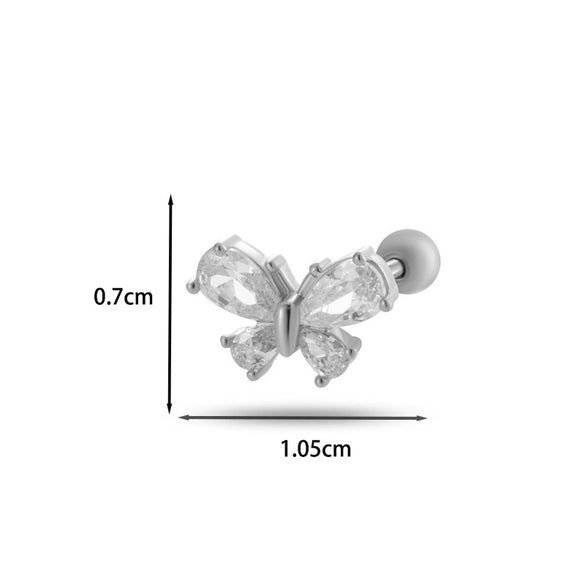 Wholesale Cartilage Puncture Ear Bone Nail Fashion Allmatch Copper Zirconium Bow Stainless Steel Rod For Women