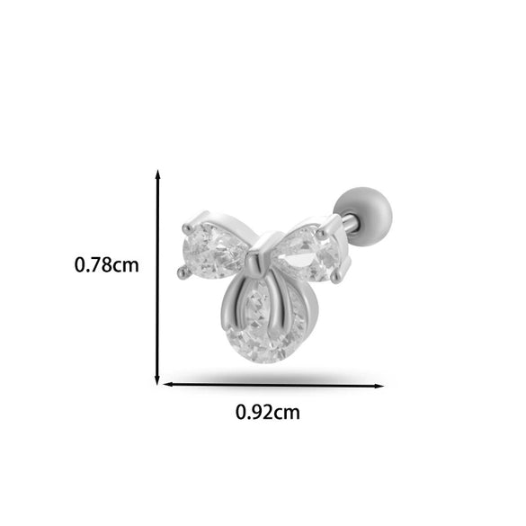 Wholesale Cartilage Puncture Ear Bone Nail Fashion Allmatch Copper Zirconium Bow Stainless Steel Rod For Women
