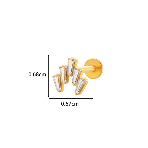 Wholesale Cartilage Puncture Ear Bone Nail Lip Nail Titanium Alloy Microinlaid Zircon Snowflake Flat Bottom Rod Internal Tooth With Flower Pattern Electroplated For Women