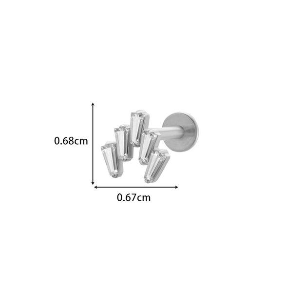 Wholesale Cartilage Puncture Ear Bone Nail Lip Nail Titanium Alloy Microinlaid Zircon Snowflake Flat Bottom Rod Internal Tooth With Flower Pattern Electroplated For Women