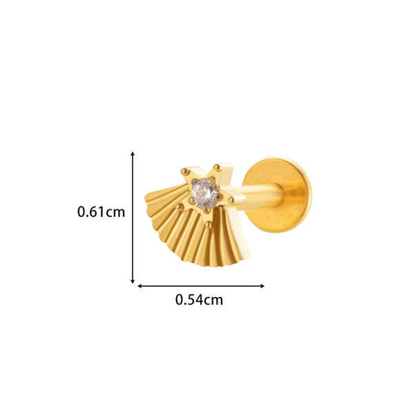 Wholesale Cartilage Puncture Ear Bone Nail Lip Nail Titanium Alloy Microinlaid Zircon Snowflake Flat Bottom Rod Internal Tooth With Flower Pattern Electroplated For Women