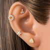 Wholesale Cartilage Puncture Ear Bone Nail Lip Nail Titanium Alloy Microinlaid Zircon Snowflake Flat Bottom Rod Internal Tooth With Flower Pattern Electroplated For Women
