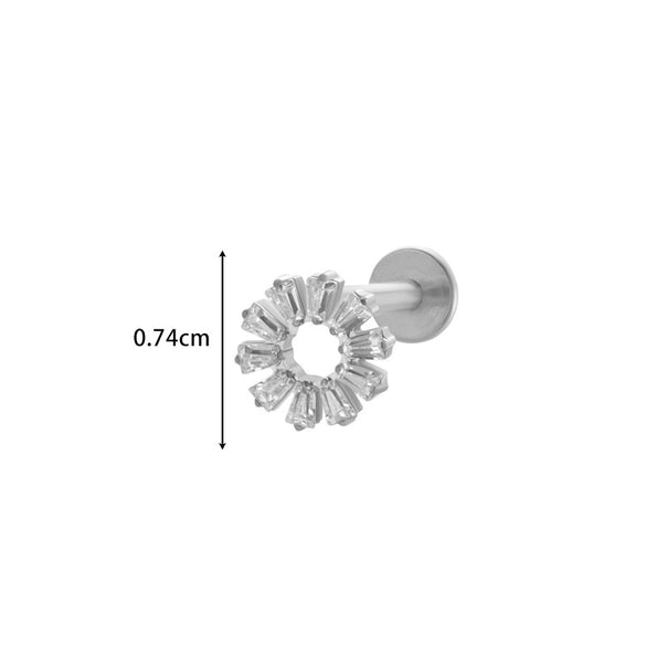 Wholesale Cartilage Puncture Ear Bone Nail Lip Nail Titanium Alloy Microinlaid Zircon Snowflake Flat Bottom Rod Internal Tooth With Flower Pattern Electroplated For Women