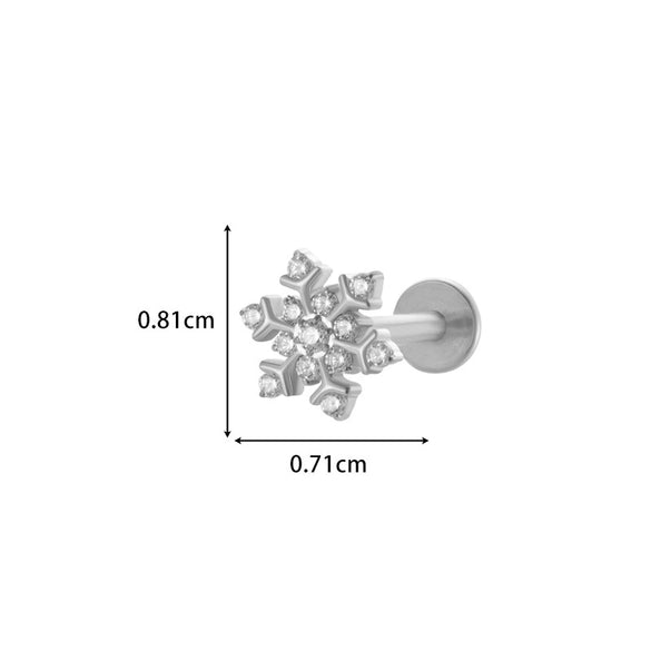 Wholesale Cartilage Puncture Ear Bone Nail Lip Nail Titanium Alloy Microinlaid Zircon Snowflake Flat Bottom Rod Internal Tooth With Flower Pattern Electroplated For Women