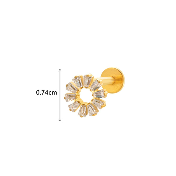 Wholesale Cartilage Puncture Ear Bone Nail Lip Nail Titanium Alloy Microinlaid Zircon Snowflake Flat Bottom Rod Internal Tooth With Flower Pattern Electroplated For Women