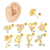 Wholesale Cartilage Puncture Ear Bone Nail Stainless Steel And Copper Inlaid With Zircon Heart Pattern Electroplated Sweet Girly Princess Style