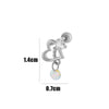 Wholesale Cartilage Puncture Ear Bone Nail Stainless Steel And Copper Inlaid With Zircon Heart Pattern Electroplated Sweet Girly Princess Style