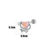 Wholesale Cartilage Puncture Ear Bone Nail Stainless Steel And Copper Inlaid With Zircon Heart Pattern Electroplated Sweet Girly Princess Style