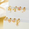Wholesale Cartilage Puncture Ear Bone Nail Stainless Steel And Copper Inlaid With Zircon Heart Pattern Electroplated Sweet Girly Princess Style