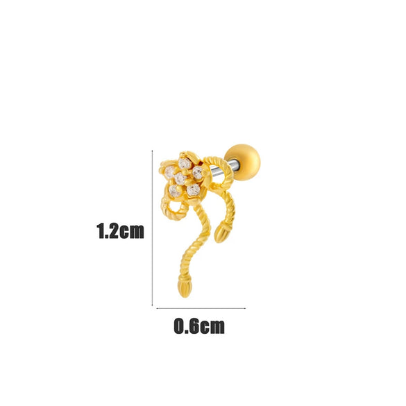 Wholesale Cartilage Puncture Ear Bone Nail Stainless Steel And Copper Inlaid With Zircon Heart Pattern Electroplated Sweet Girly Princess Style