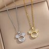 Wholesale Cartoon Cute Mickey Mouse Titanium Steel Zircon Pendant Necklace With Electroplating For Women