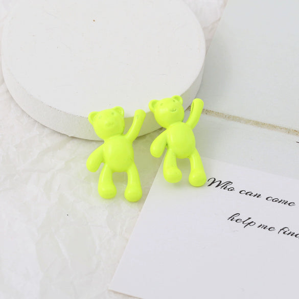 Wholesale Cartoon Raise Hand Bear Pendant Necklace Bracelet Alloy Accessories With Plating And Painting
