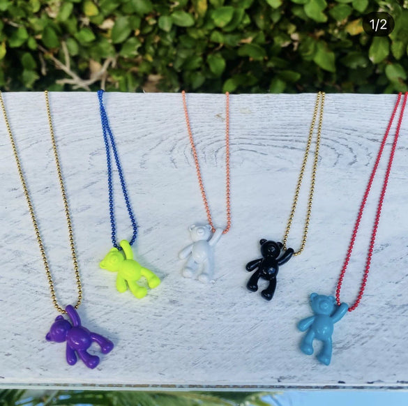 Wholesale Cartoon Raise Hand Bear Pendant Necklace Bracelet Alloy Accessories With Plating And Painting