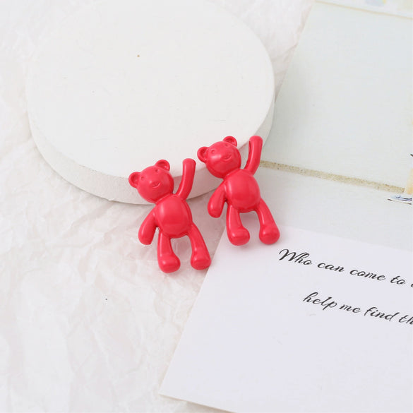 Wholesale Cartoon Raise Hand Bear Pendant Necklace Bracelet Alloy Accessories With Plating And Painting