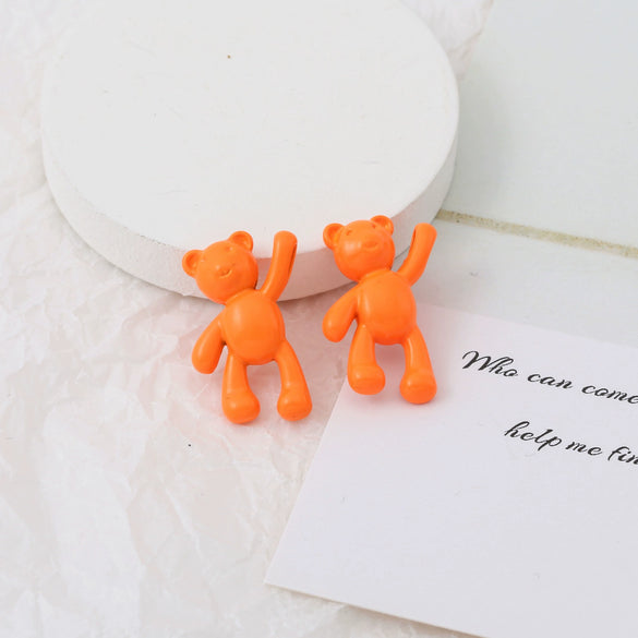 Wholesale Cartoon Raise Hand Bear Pendant Necklace Bracelet Alloy Accessories With Plating And Painting